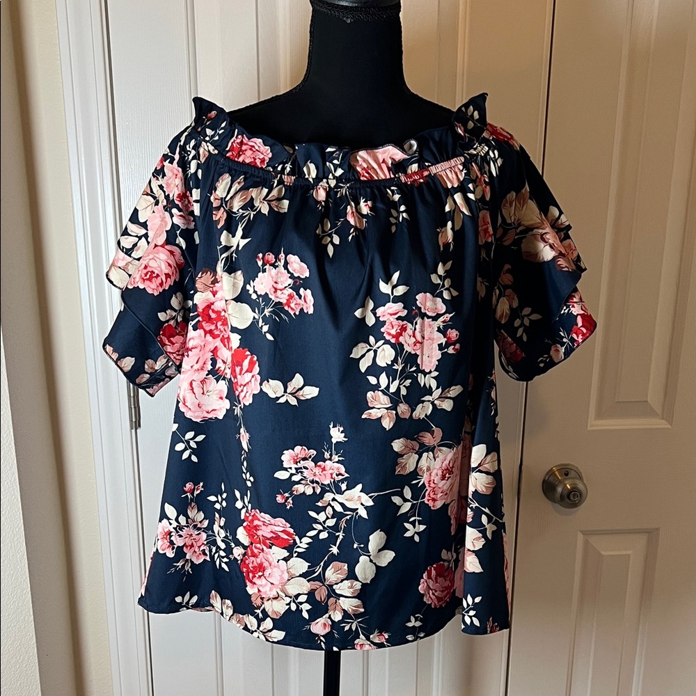 NWOT: Elegant Floral Ruffle Blouse